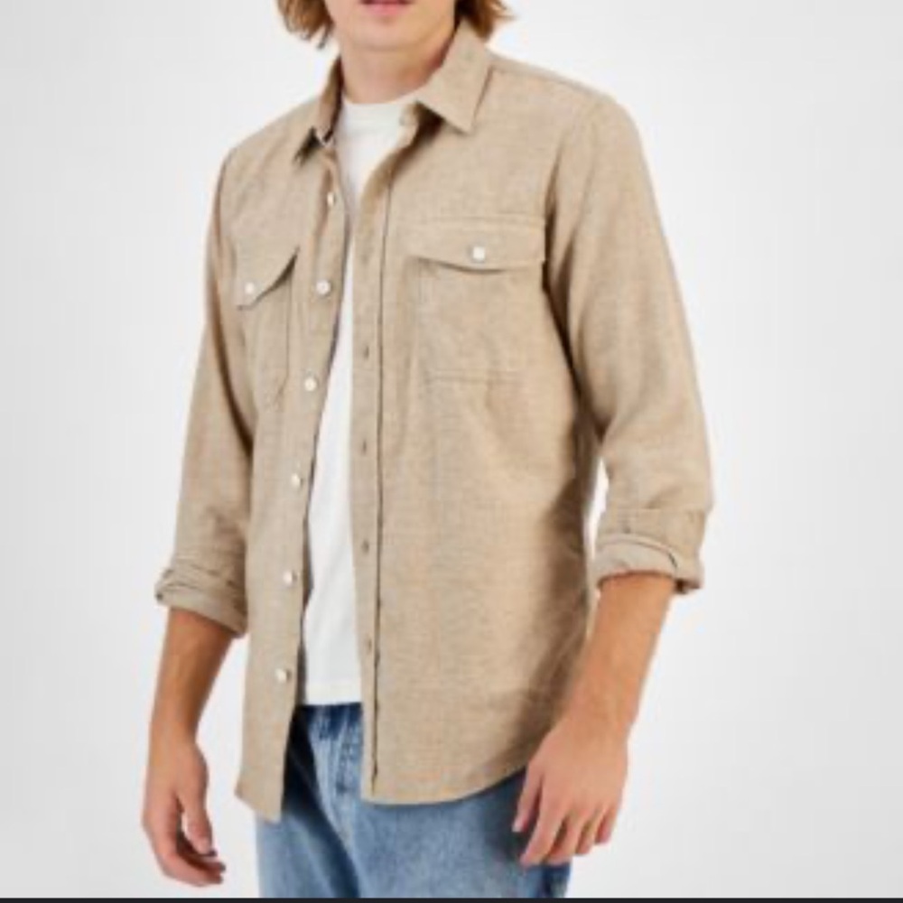 Kenneth Cole Light Tan Soft Button Down Thick Shirt